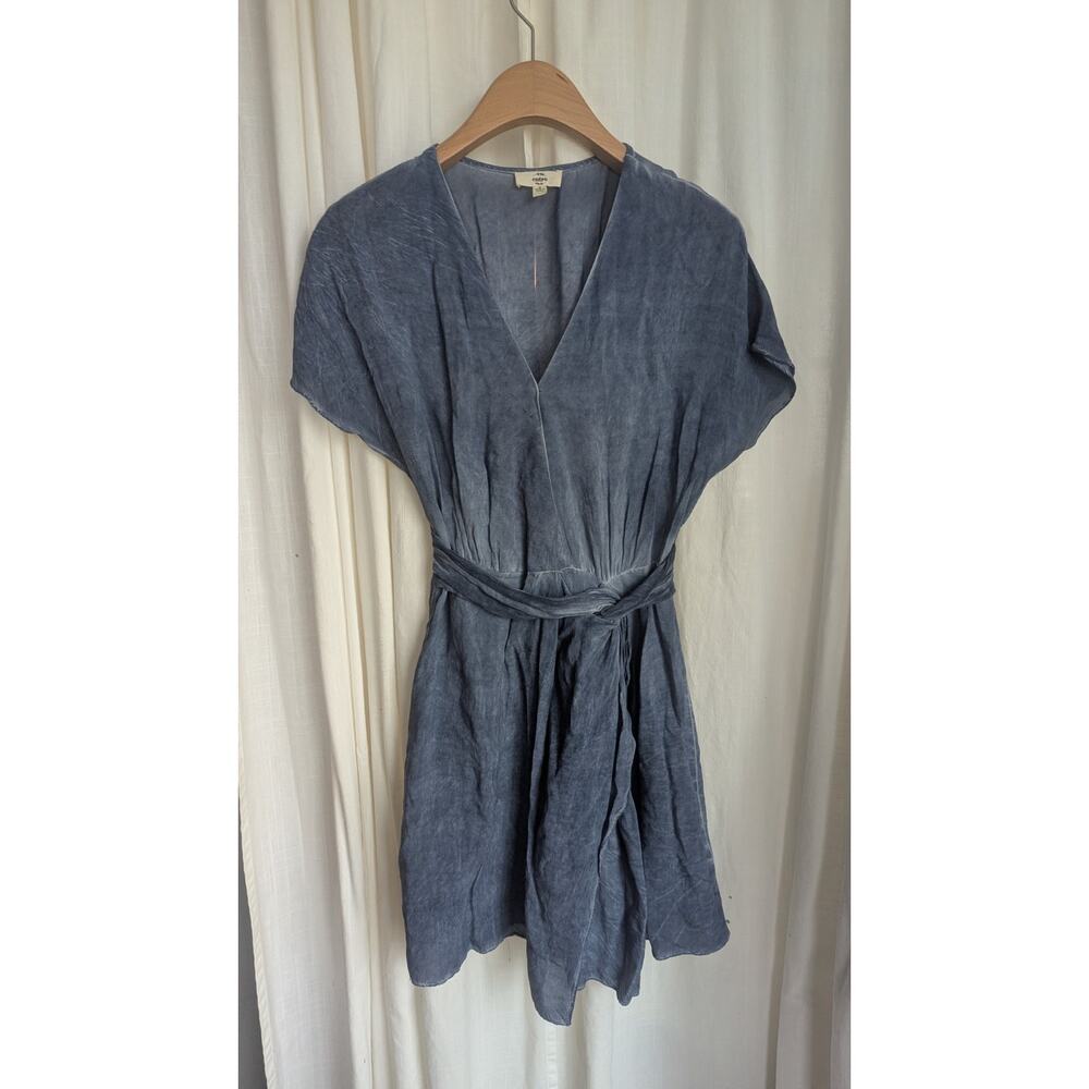 Entro Faux Wrap Dress Size Small Gray Marble Short Flutter Sleeve New
